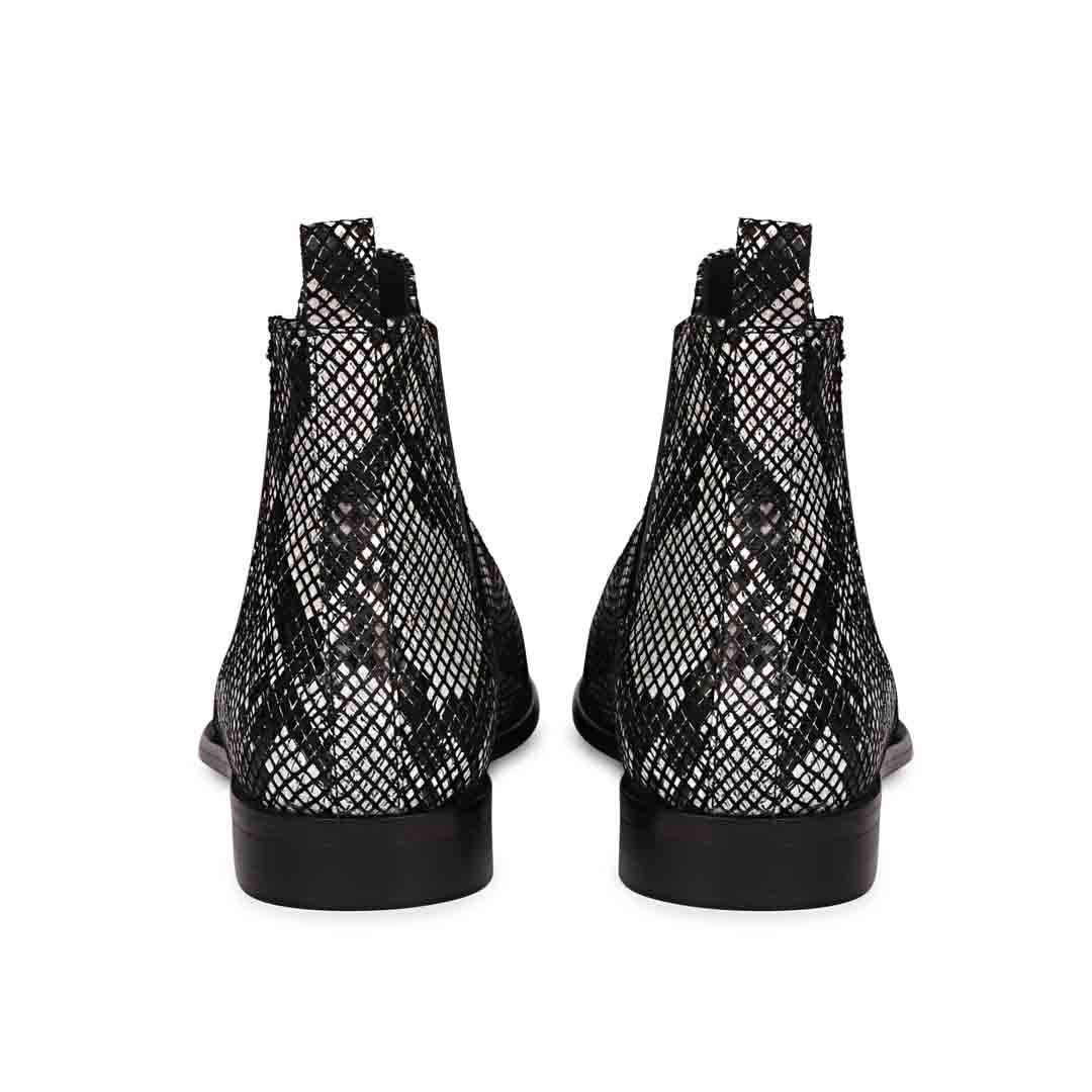 Saint Rory luxury chelsea boots men black snake print leather – back view