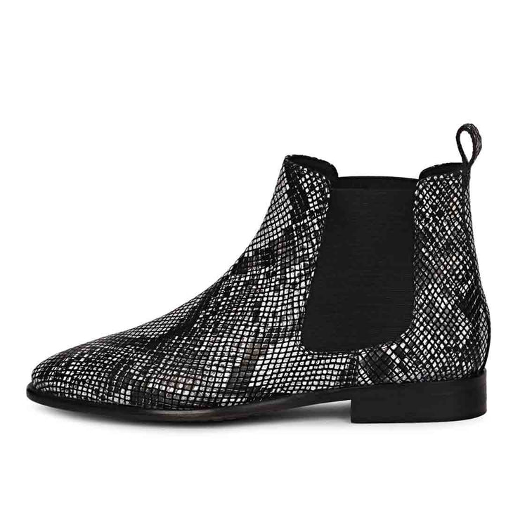 Saint Rory black snake print chelsea boots for men – left angle view