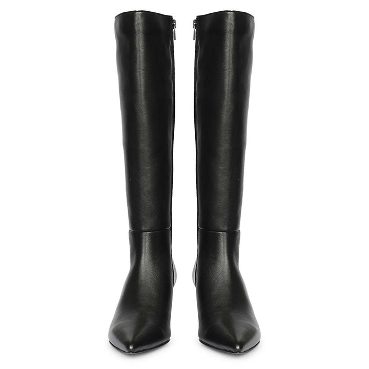 Saint Sadie black leather knee high boots, front pair view