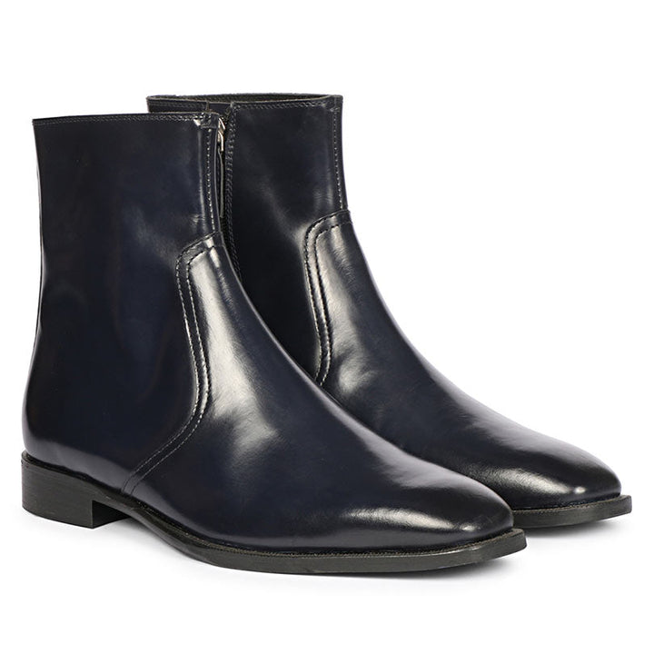Men's Blue Leather Ankle Boots, Pair View - Best Handcrafted Boots UK