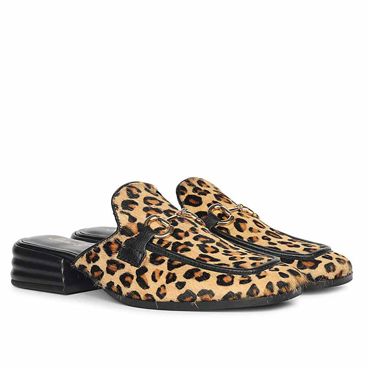 Women's leopard print pony hair-on leather horsebit moccasins, ladies pair view – best sellers UK