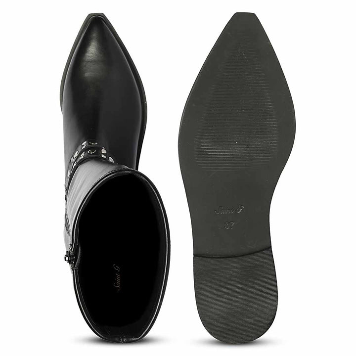 Saint Selene studded long boots, interior and sole view