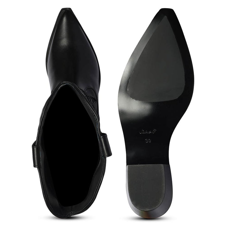 Saint Tiziana black leather knee high boots, interior and sole view