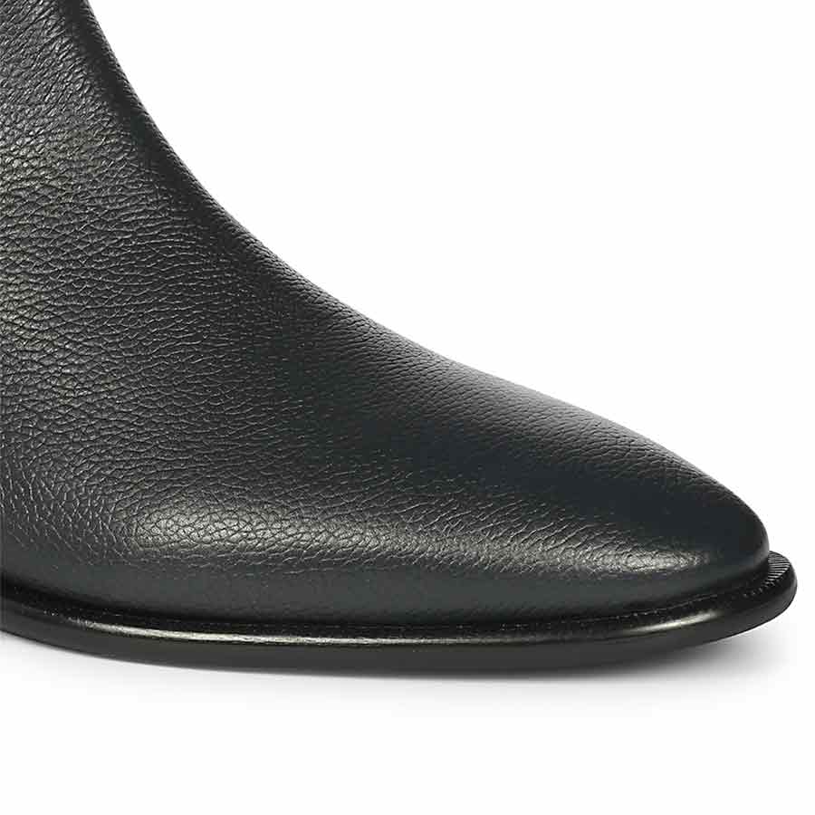 Saint Tomas navy premium mens chelsea boots – closeup detail