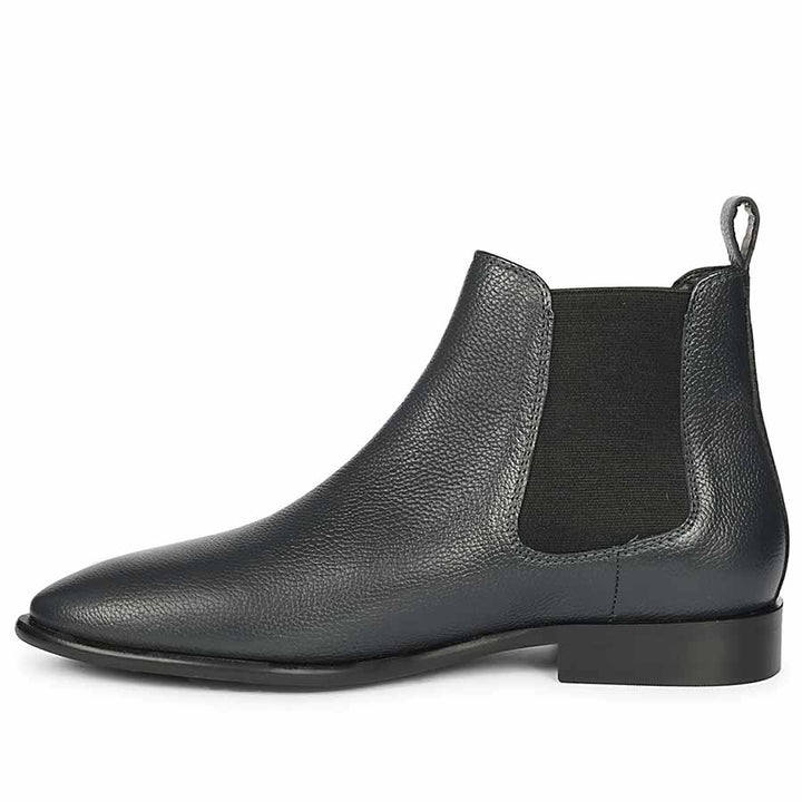 Saint Tomas navy leather chelsea boots for men – right angle
