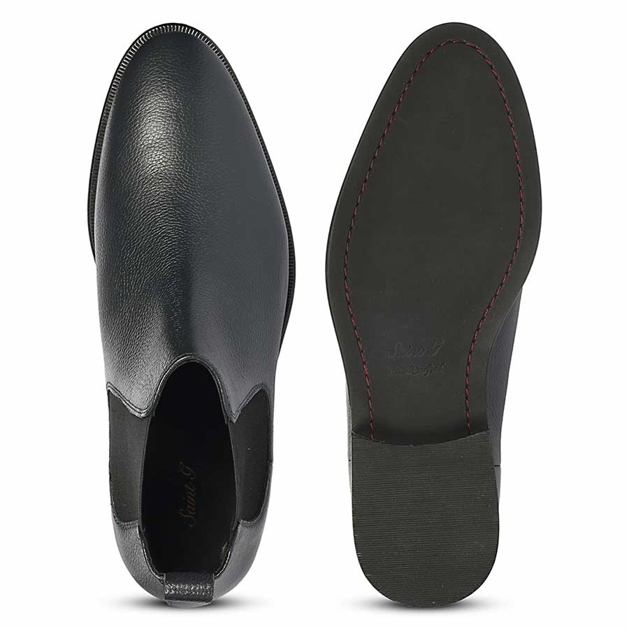 Saint Tomas handcrafted leather chelsea boots men navy – upper and sole detail