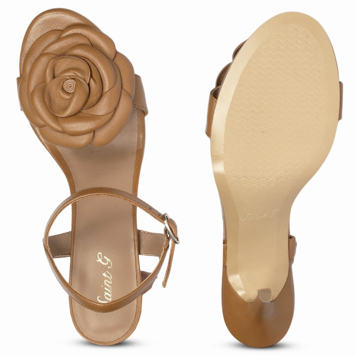 Saint Veronique cuoio leather stilettos, sole view