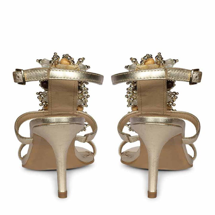 Saint Vesper Embellished Platin Leather Stilettos, back pair view