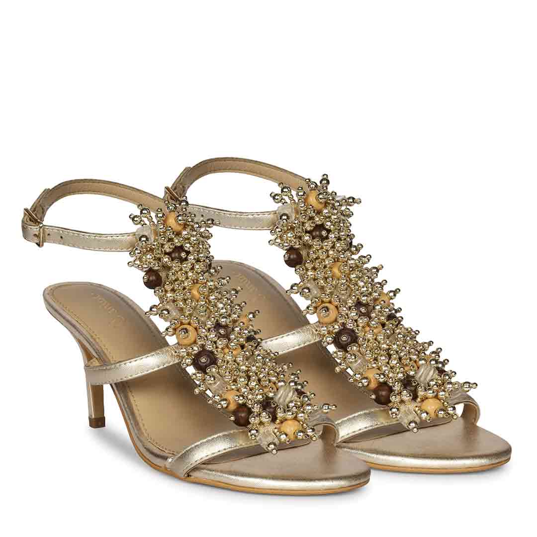 Saint Vesper Embellished Platin Leather Stilettos, pair view