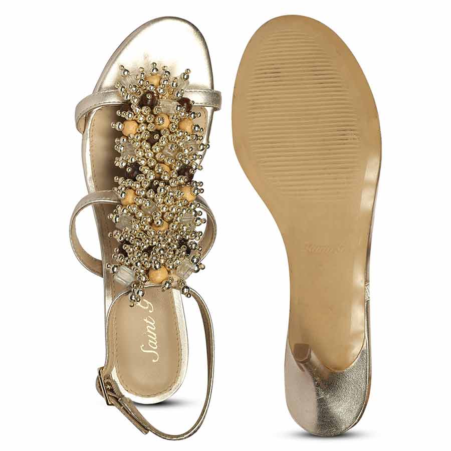 Saint Vesper Embellished Platin Leather Stilettos, sole view