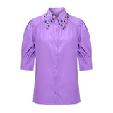 Saint Womens Amethyst Embellished Cotton Shirt