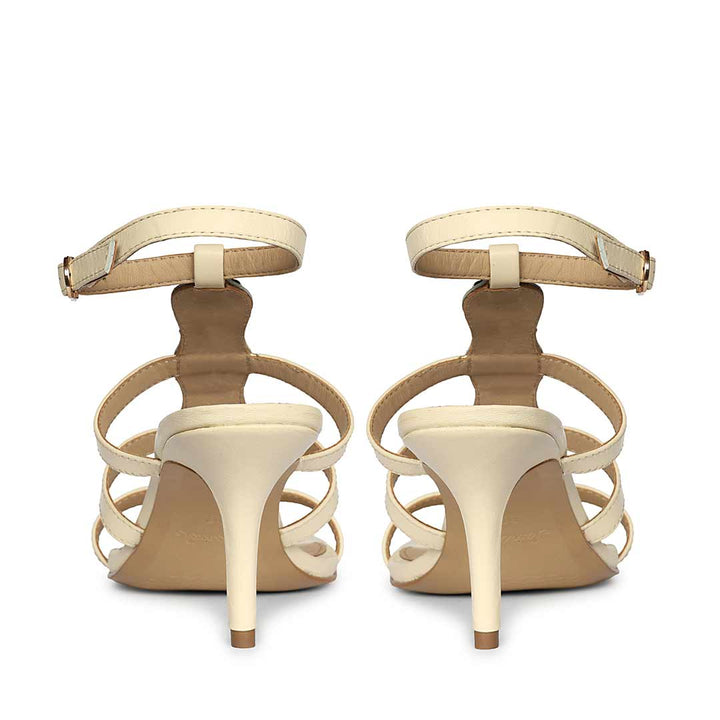 Saint Xiomara Gem T-Strap Off White Leather Stilettos, back pair view