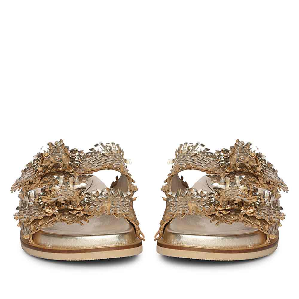 Saint Nuala gold woven leather footbed sandal detail