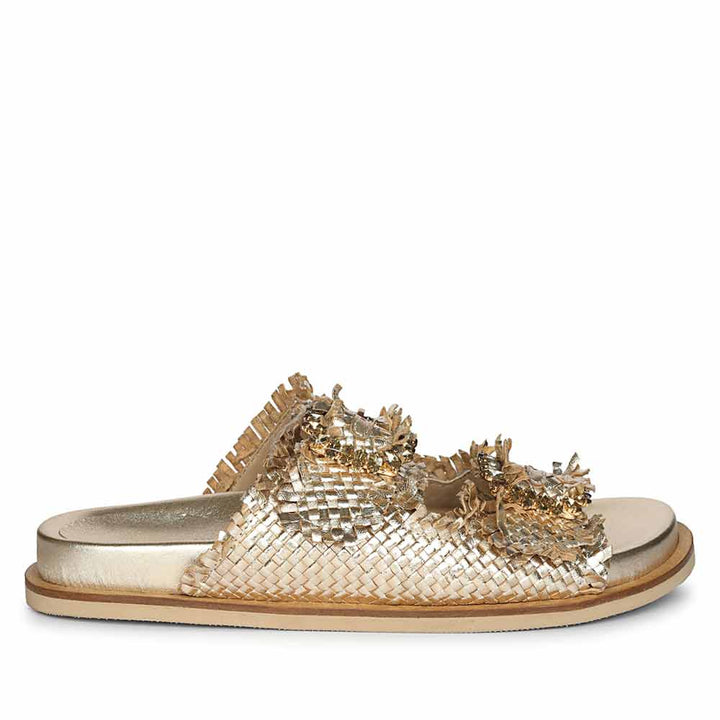 Saint Nuala gold woven leather footbed sandal - side view