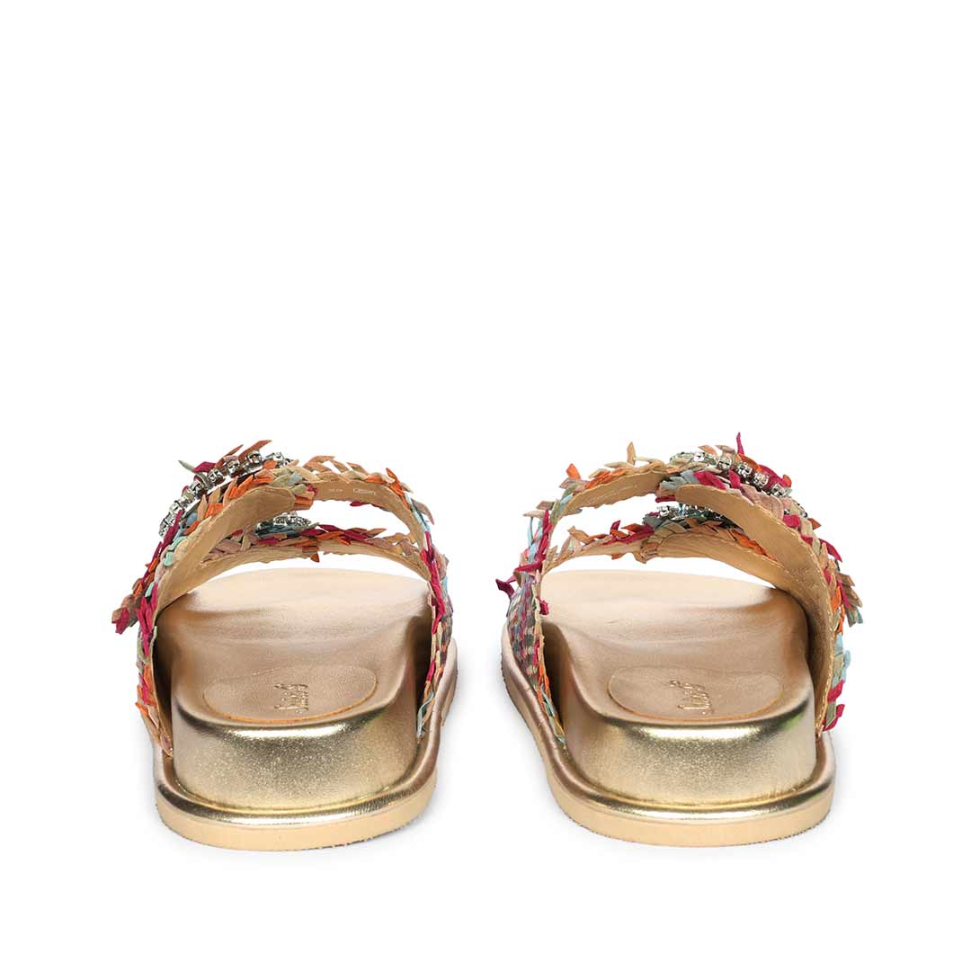 Saint Nuala woven leather footbed slide sandals - back heel view