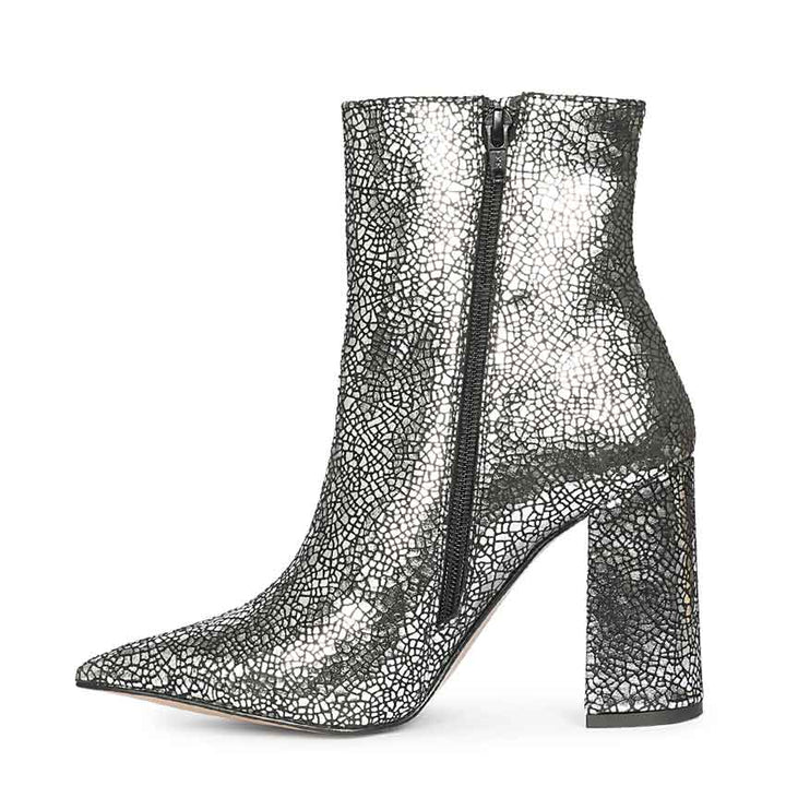 Saint Lorena Silver Metallic Leather High Ankle Boots