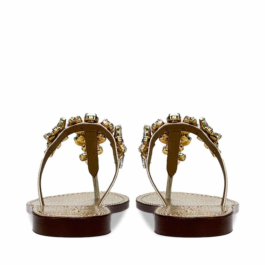 Saint Fleur Stone Embellished Off White Leather Flats