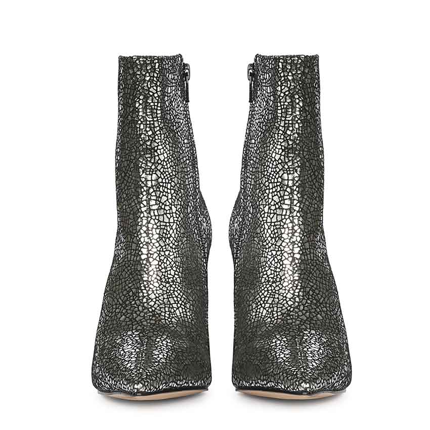 Saint Lorena Silver Metallic Leather High Ankle Boots
