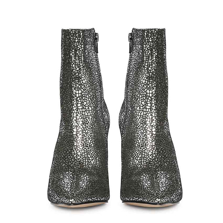 Saint Lorena Silver Metallic Leather High Ankle Boots