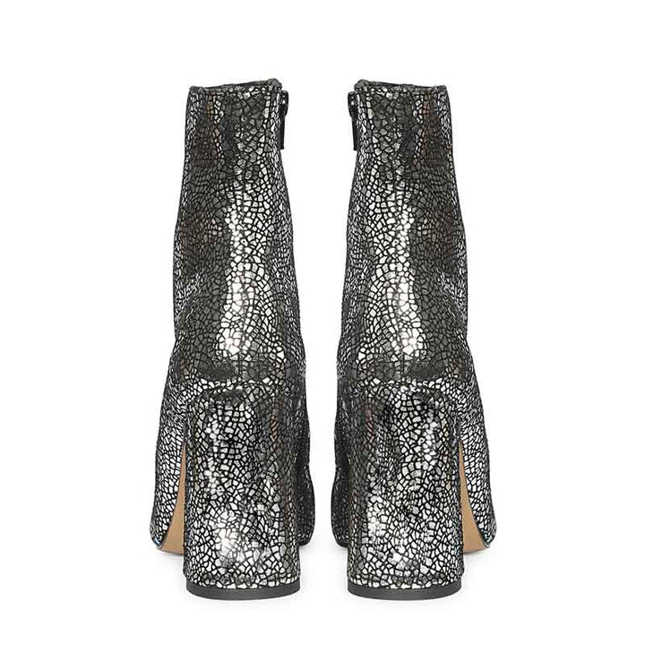 Saint Lorena Silver Metallic Leather High Ankle Boots