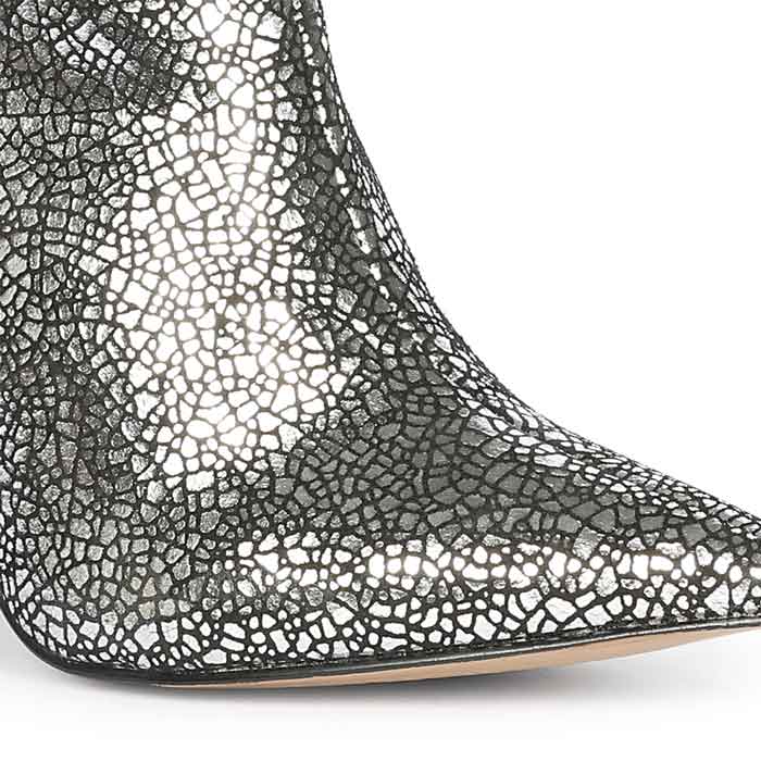 Saint Lorena Silver Metallic Leather High Ankle Boots