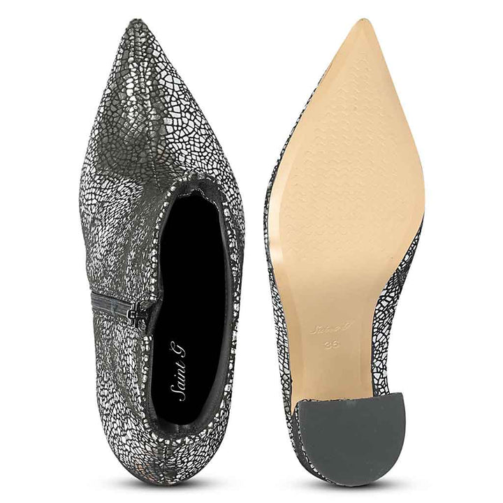 Saint Lorena Silver Metallic Leather High Ankle Boots