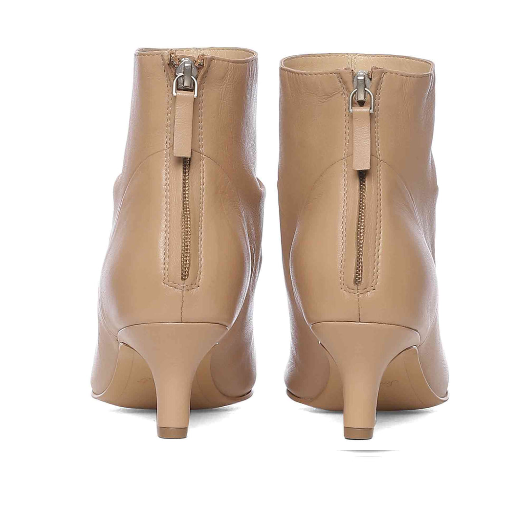 Saint Lovina Nude Slouch Leather Kitten Heel Ankle Boots