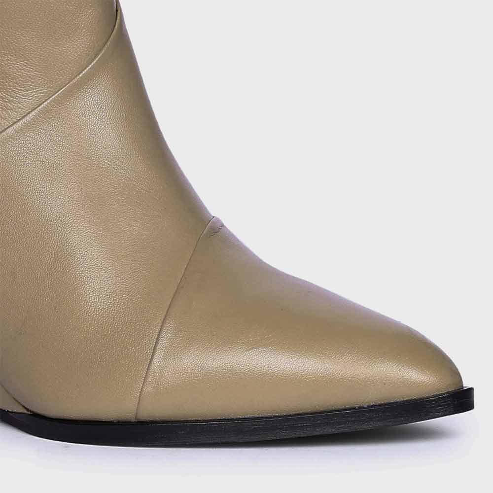 Stone leather wedge ankle boots for women, detailed view