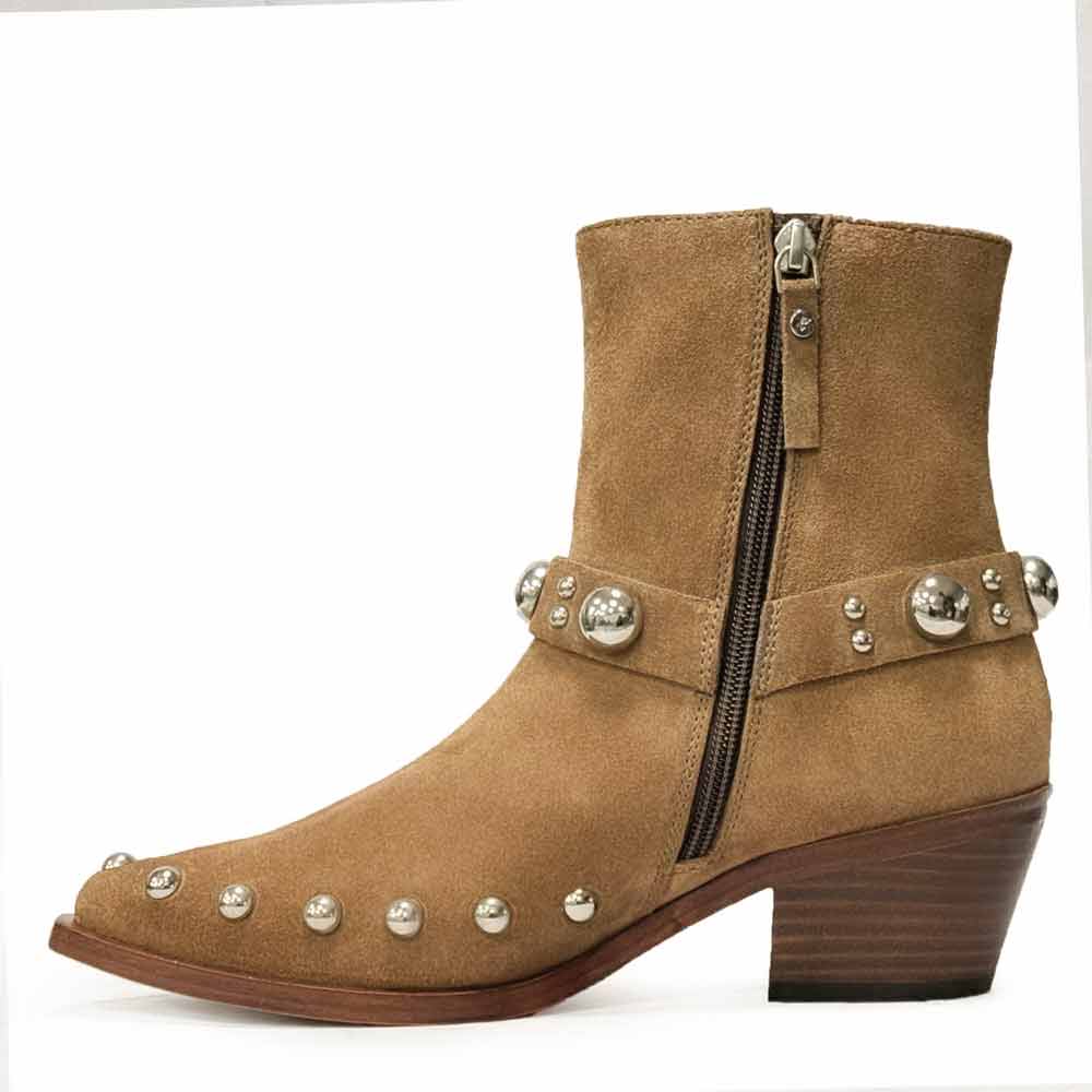 Saint Melia Tan Suede Leather Ankle Boots