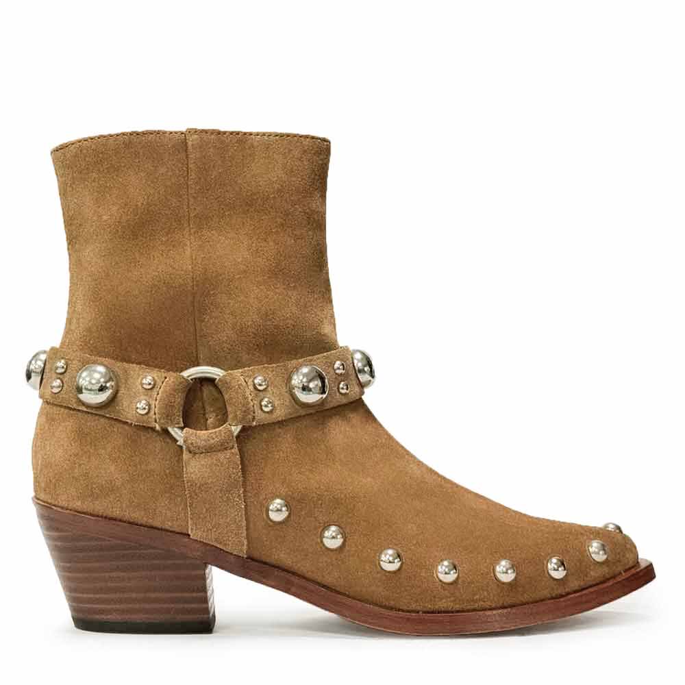 Saint Melia Tan Suede Leather Ankle Boots