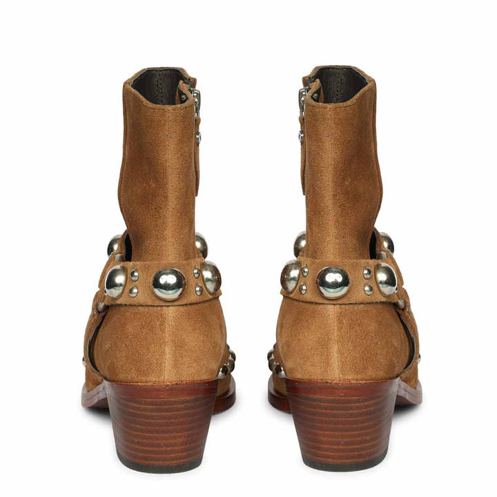 Saint Melia Tan Suede Leather Ankle Boots