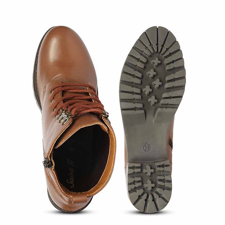 Saint Moira Tan Leather Lace up Ankle Boots
