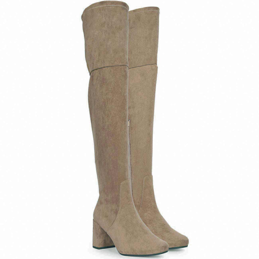 Saint Luisa Taupe Stretch Suede Above The Knee thigh high Boots