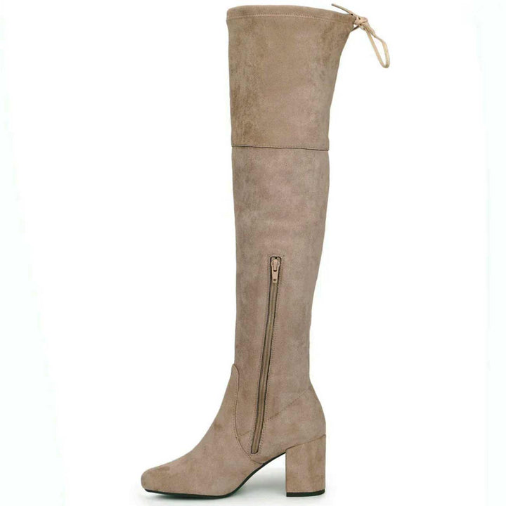 Saint Luisa Taupe Stretch Suede Above The Knee thigh high Boots