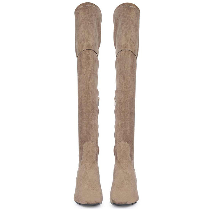 Saint Luisa Taupe Stretch Suede Above The Knee thigh high Boots