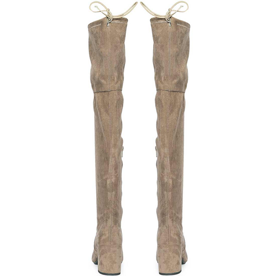 Saint Luisa Taupe Stretch Suede Above The Knee thigh high Boots