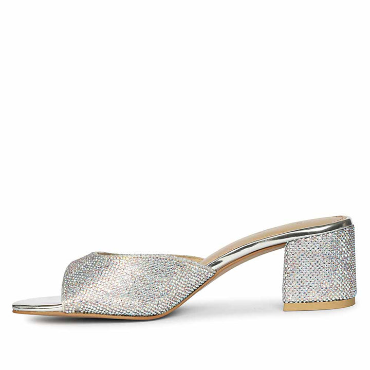 Women's Silver Block Heel Sandals