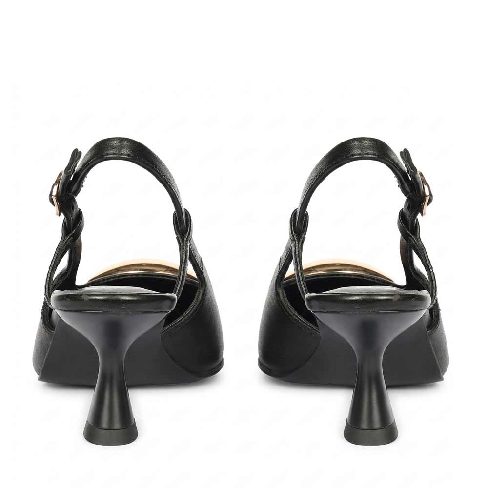 Saint Inara Black Leather Slingback Heels