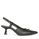 Saint Inara Black Leather Slingback Heels
