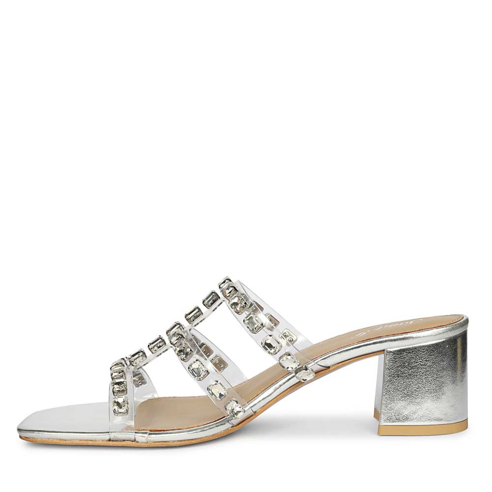 Metallic Silver Heeled Sandals