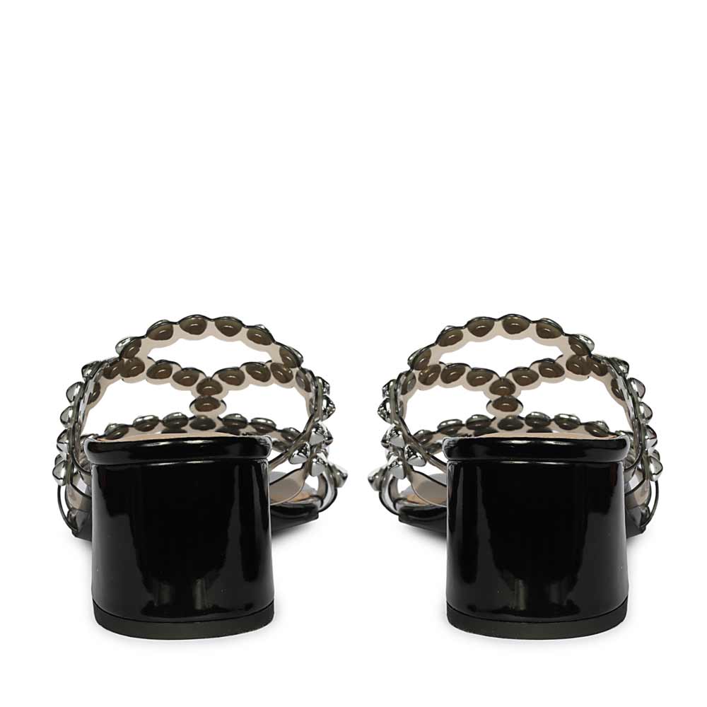 Saint Opal Silver Stud Embellished Block Heels