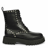 Saint Natalie Metal Studs Lace Up High Ankle Leather Boots