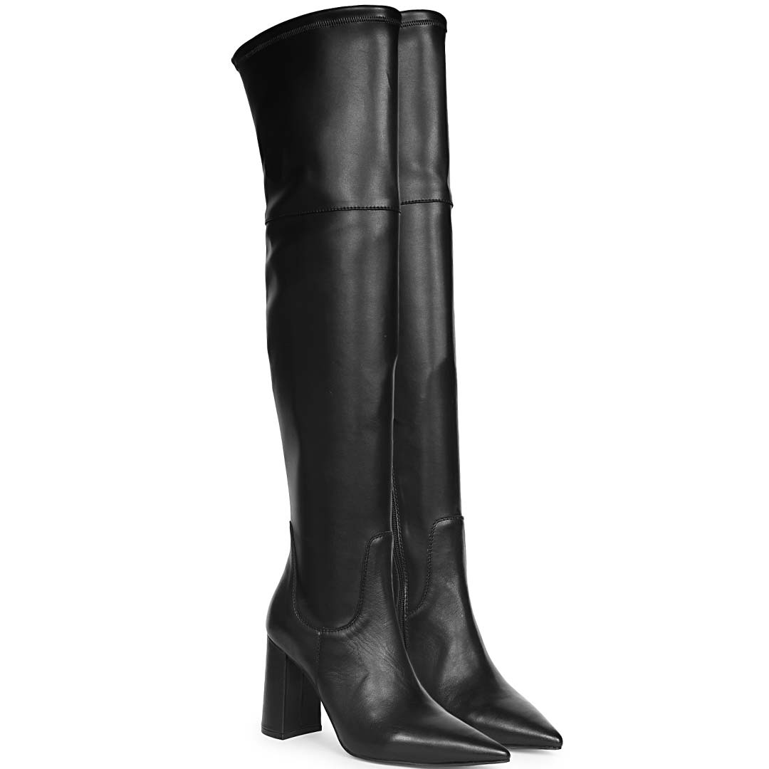 Saint Amara Black Stretch Napa Thigh High Boots