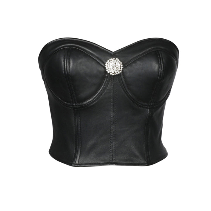 Shop Livia Women Black Leather Bustier Online – SaintG UK