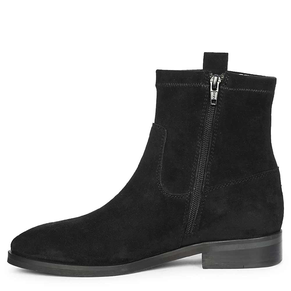 Saint Darcie Eyelets Black Suede Leather Ankle Boots