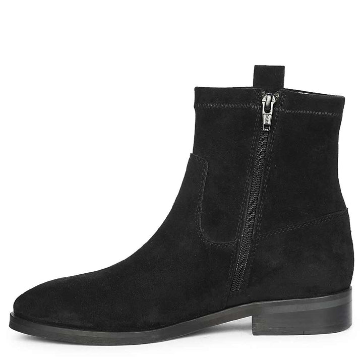 Saint Darcie Eyelets Black Suede Leather Ankle Boots