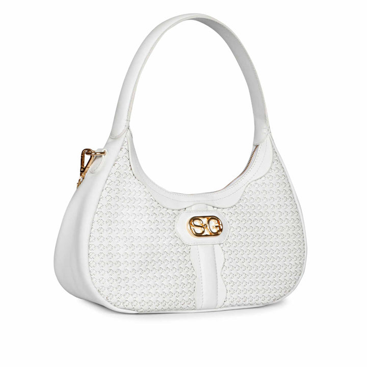 Tesorina White Hand Woven Leather Hobo Bags