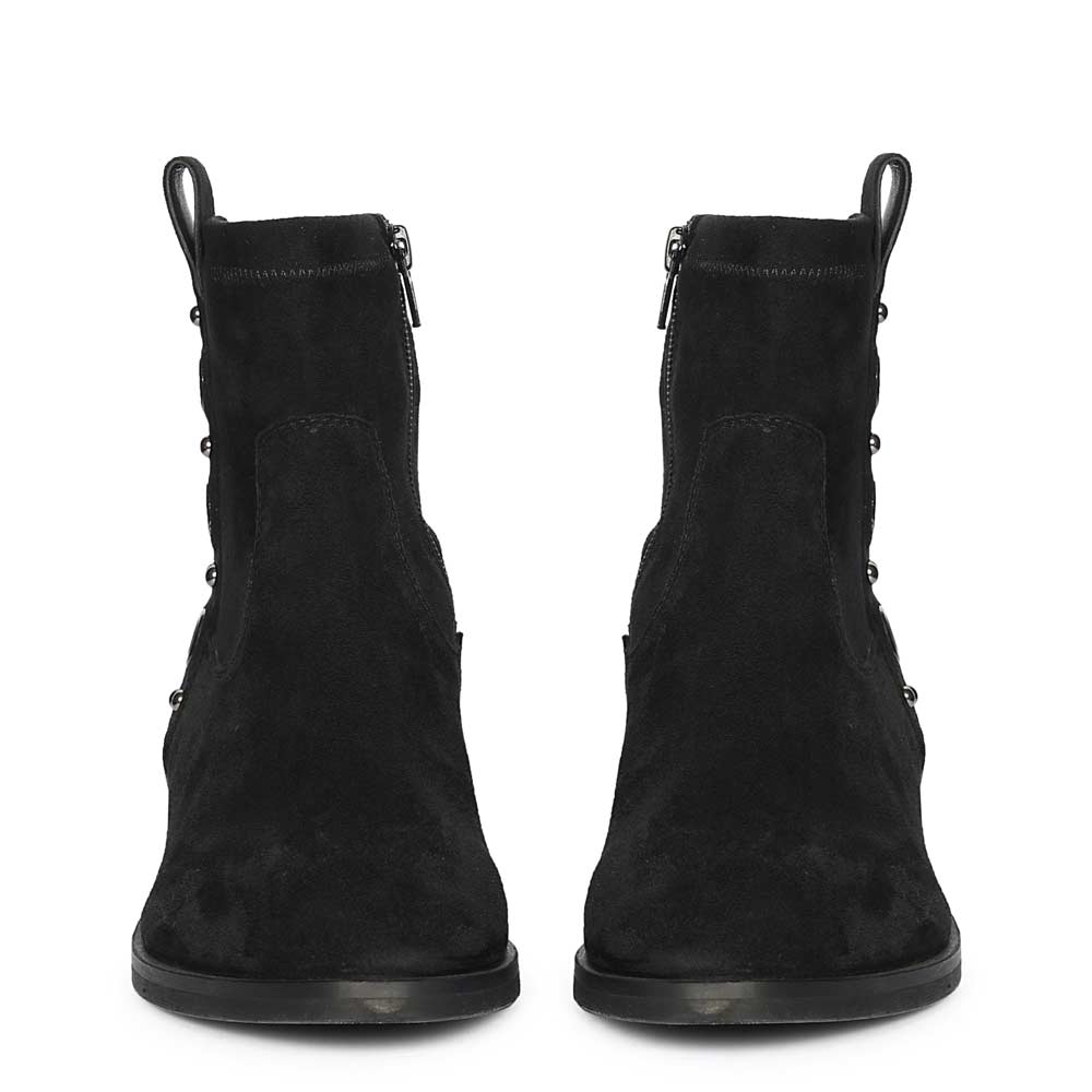 Saint Darcie Eyelets Black Suede Leather Ankle Boots