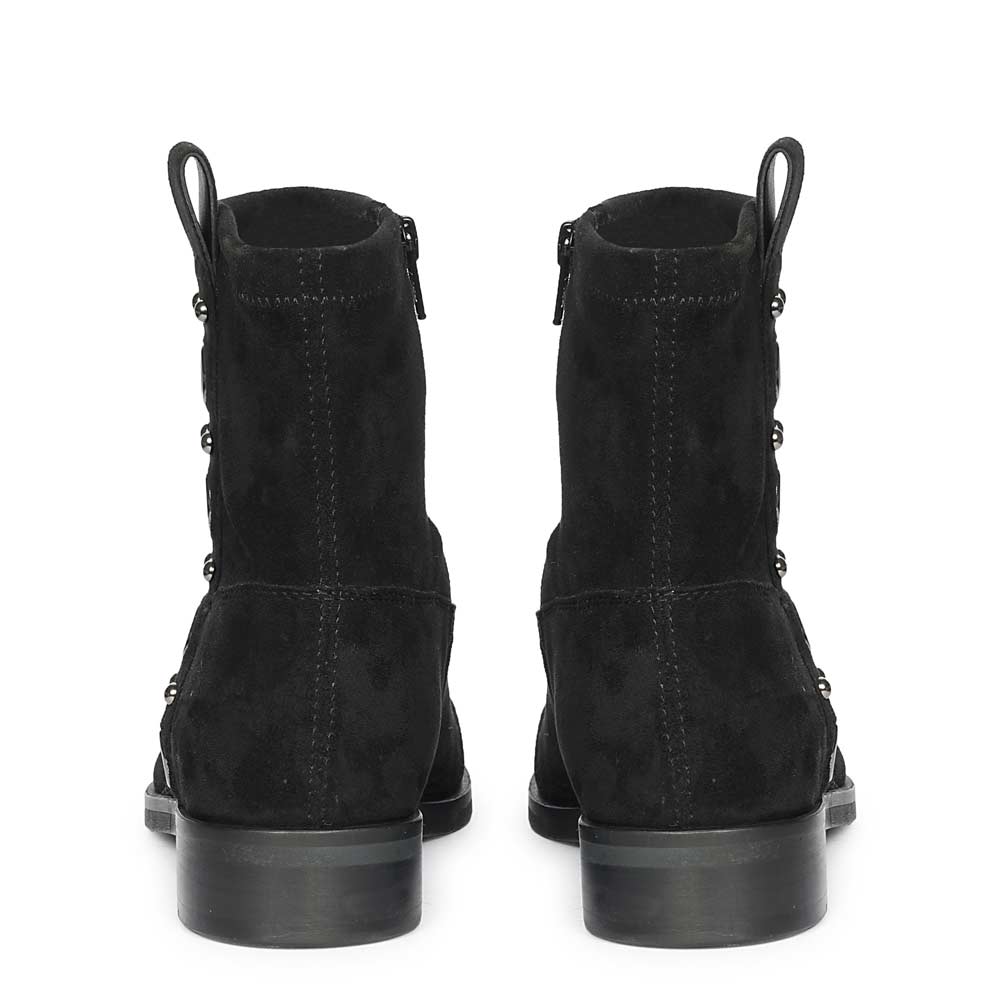 Saint Darcie Eyelets Black Suede Leather Ankle Boots