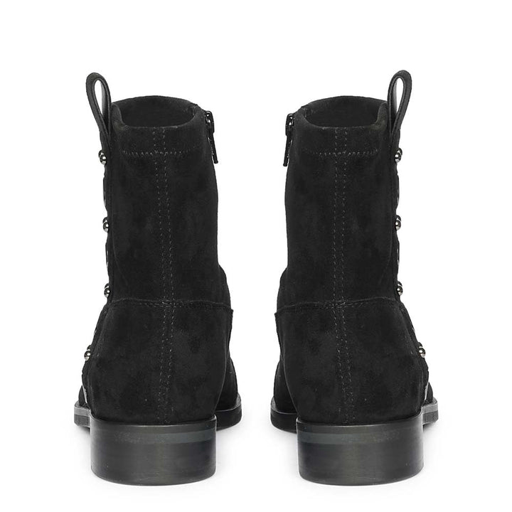 Saint Darcie Eyelets Black Suede Leather Ankle Boots